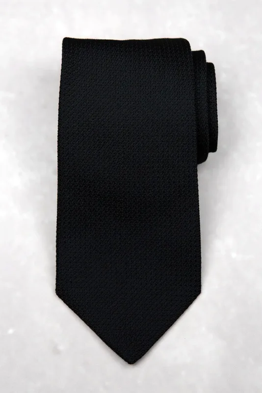 Krawat jedwabny z grenadyny czarny (onyx black) — Morgan & Ness