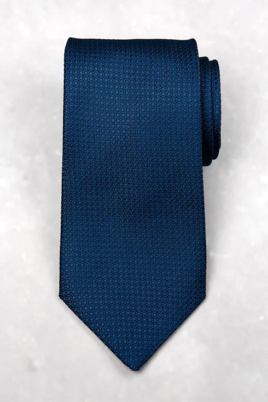 Krawat jedwabny z grenadyny granatowy (navy blue) — Morgan & Ness