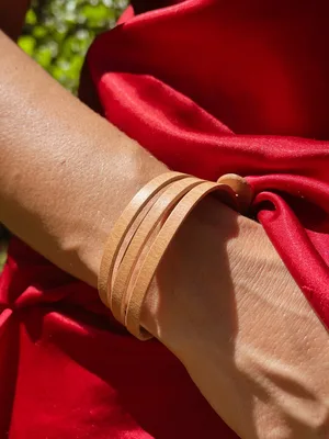 Bransoletka "Trzy paski", kolekcja "Łeba" kolor piaskowy, skóra naturalna — NALA