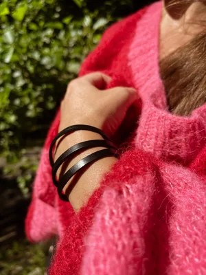 Bransoletka "Trzy paski", kolekcja "Katowice" kolor czarny, skóra naturalna — NALA