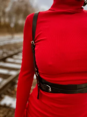 Szelki typu Hernes, kolekcja "Katowice", skóra naturalna, kolor czarny, okucia srebrne — NALA