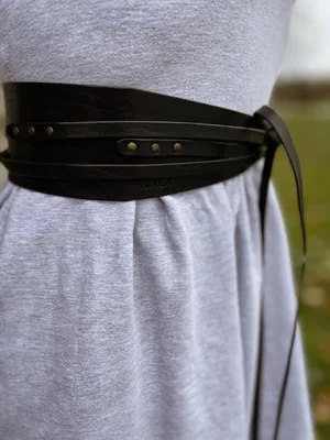 Pasek wiązany, kolekcja „Katowice", skóra naturalna, kolor czarny — NALA