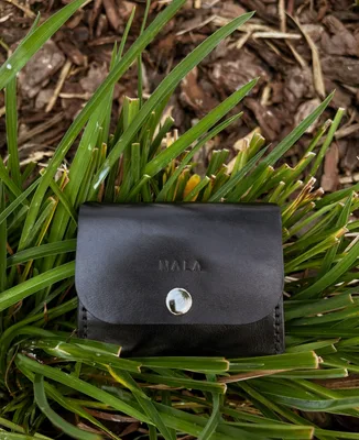 Portfel mały, kolekcja „Katowice", kolor czarny / srebrny, skóra naturalna — NALA