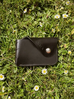 Cardholder etui na karty, kolekcja "Katowice", kolor czarny srebro, skóra naturalna — NALA