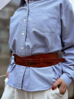 Pasek zapinany, kolekcja „Szczyrk", skóra naturalna, kolor kasztanowy brąz — NALA