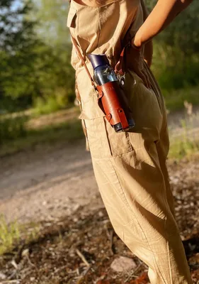 Pokrowiec na bidon na pasku, kolekcja "Szczyrk", kolor kasztanowy, skóra naturalna — NALA