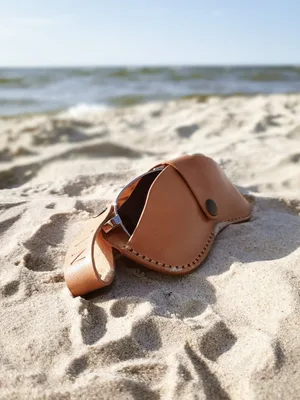 Pokrowiec na okulray, kolekcja "Łeba", kolor piaskowy, skóra naturalna — NALA