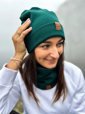 Komplet czapka i komin prążkowane wywijane — No Pewnie