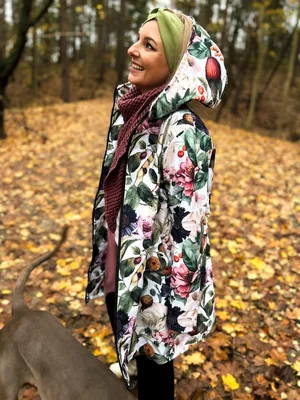 Zimowy płaszcz kwiaty vintage — No Pewnie