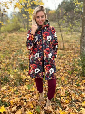 Zimowy płaszcz jesienne kwiaty — No Pewnie