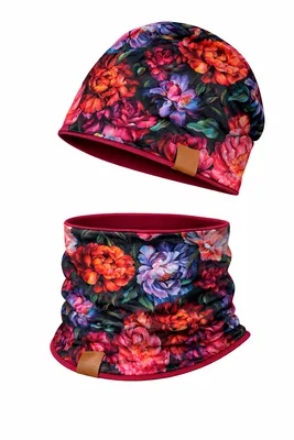 Czapka i komin dziecięcy r. 46/48 piwonie — No Pewnie