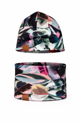 Czapka i komin dziecięcy r. 46/48 kwiaty doniczkowe — No Pewnie