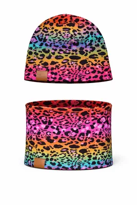 Czapka i komin dziecięcy r. 46/48 pantera multi — No Pewnie