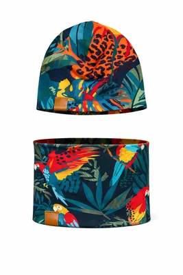 Czapka i komin dziecięcy r. 46/48 papugi — No Pewnie