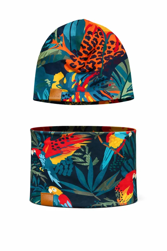 Czapka i komin dziecięcy r. 46/48 papugi — No Pewnie