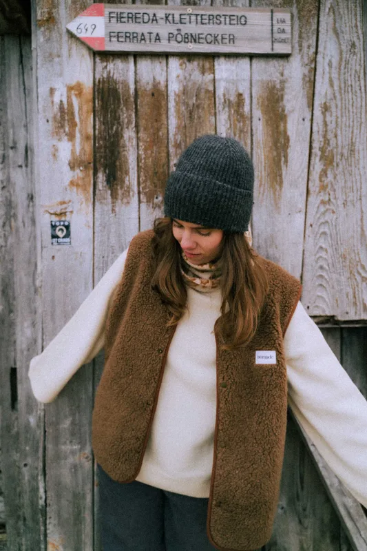 Kamizelka merino Sella caramel brown — Nomade