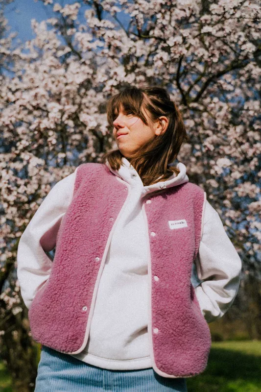 Kamizelka merino Sella dusty pink — Nomade