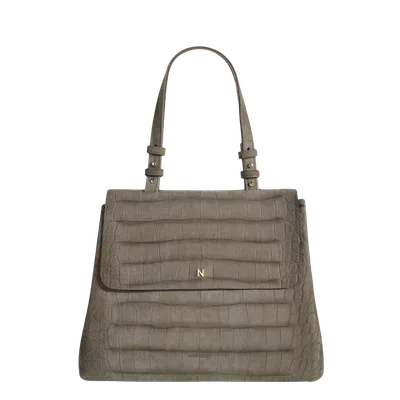 Flap Bag Maxi Olive Crocco — NOVINSKA