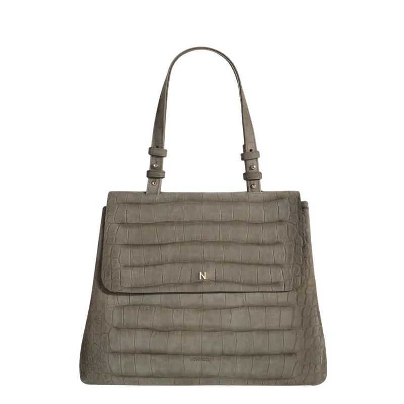 Flap Bag Maxi Olive Crocco — NOVINSKA