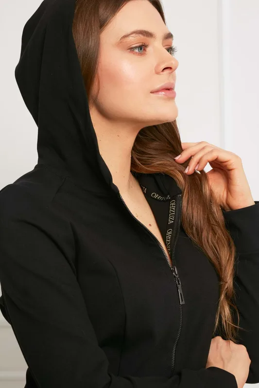 Loungewear dopasowana bluza bawełniana z kapturem – czarna — Oh!Zuza