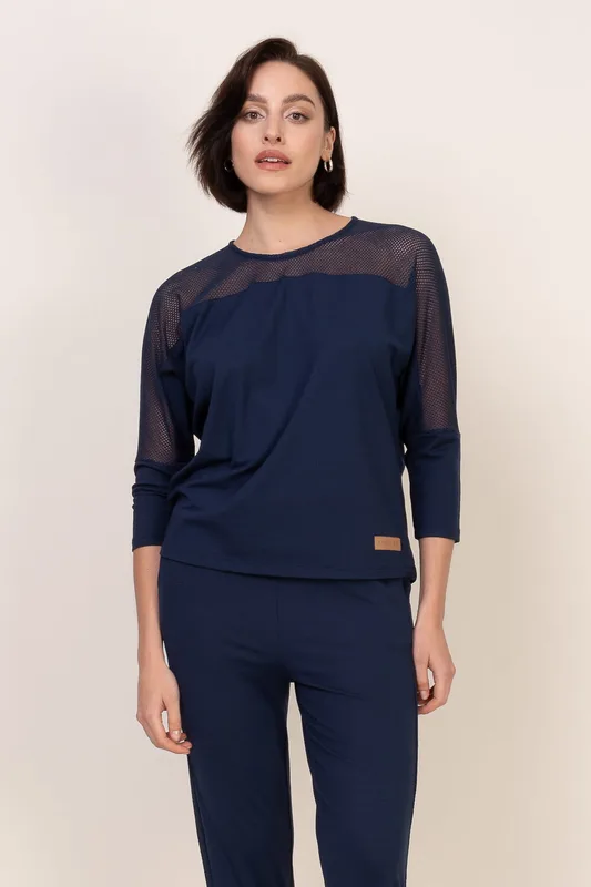 Loungewear wiskozowa bluzka z siateczką – ciemny jeans — Oh!Zuza