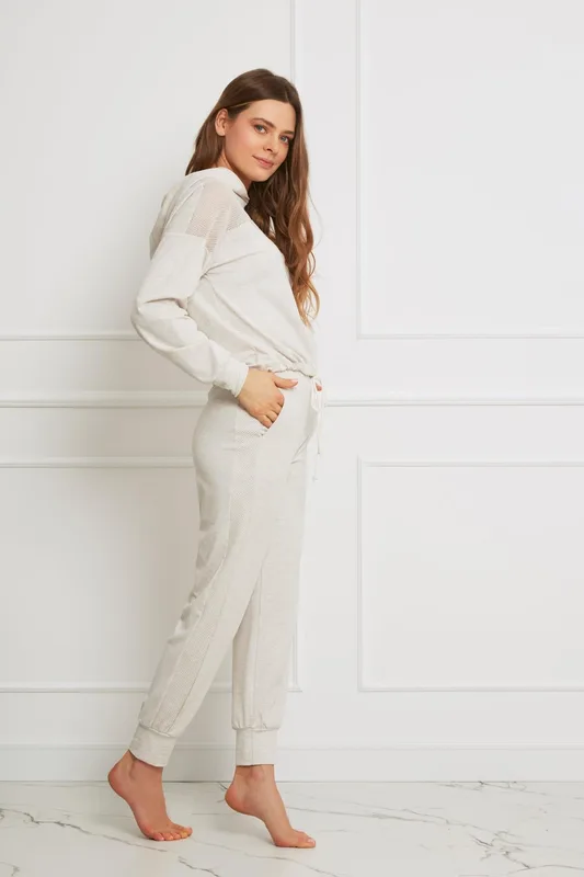Loungewear wiskozowe spodnie homewear – beżowy melanż — Oh!Zuza