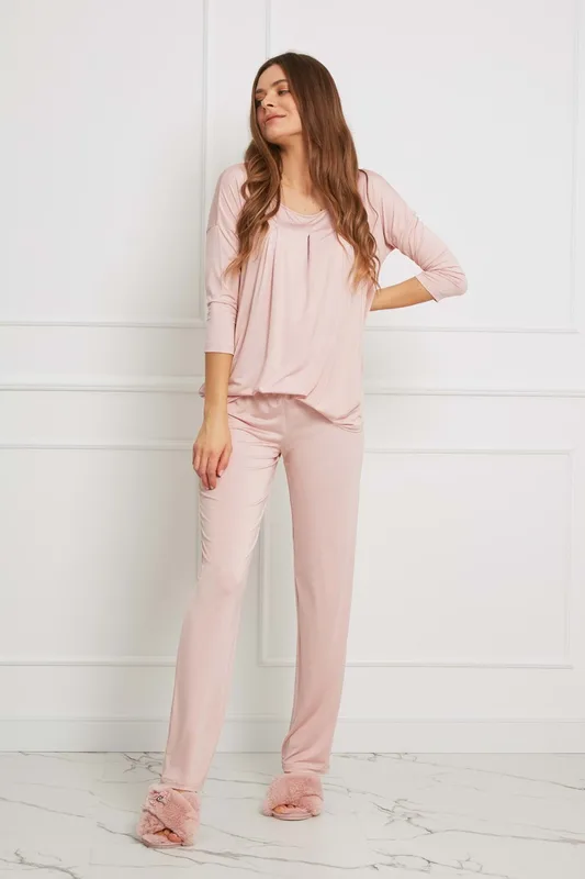 Loungewear luźny komplet z długimi spodniami – brudny róż — Oh!Zuza