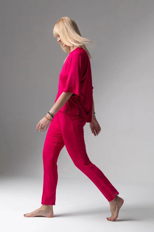 Jackie piżama loungewear z prostymi spodniami – rubinowa — Oh!Zuza