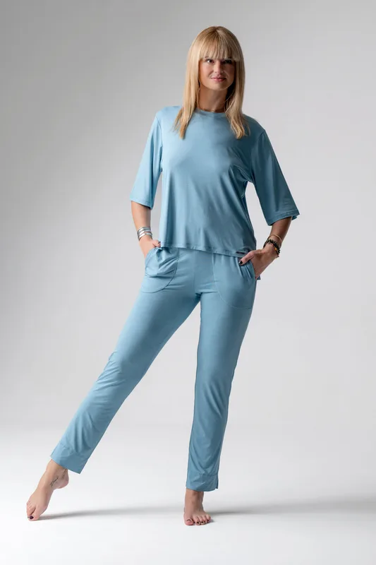 Jackie piżama loungewear z prostymi spodniami – woda — Oh!Zuza