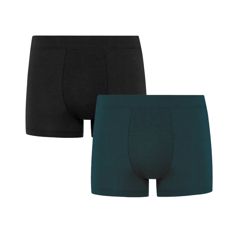DWUPAK BOKSERKI MĘSKIE Czarny & Emerald z bawełny organicznej — Pantalones