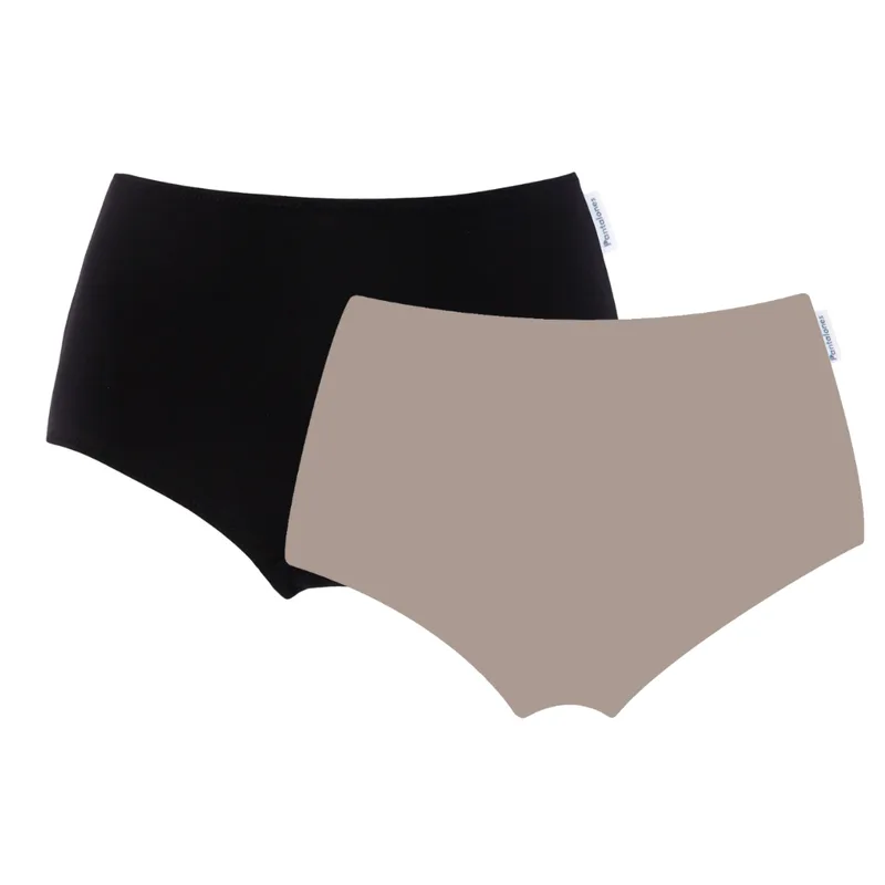 Dwupak PANTALONY Czarne/Taupe z bawełny organicznej — Pantalones