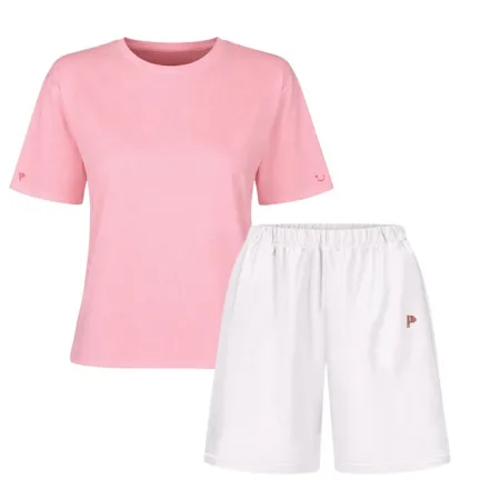 Zestaw T shirt CANDY & Szorty ECRU z bawełny organicznej — Pantalones
