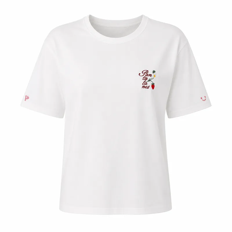 T SHIRT Z HAFTEM POZIOMKI z bawełny organicznej — Pantalones
