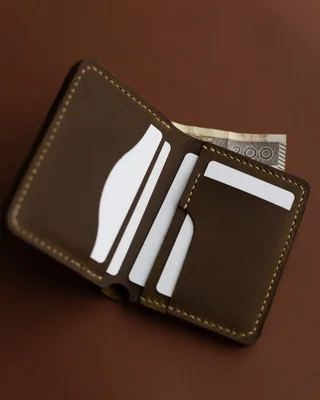 Składany portfel – Bifold Matowy Brąz — Poley Leather Design