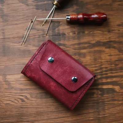 Portfel Bi Click! – Vintage Bordeaux — Poley Leather Design