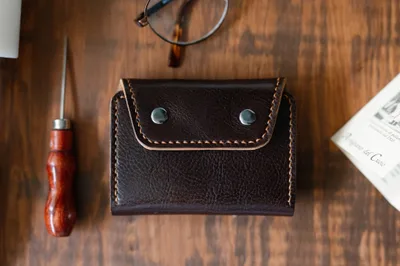 Portfel Bi click + Cacao — Poley Leather Design