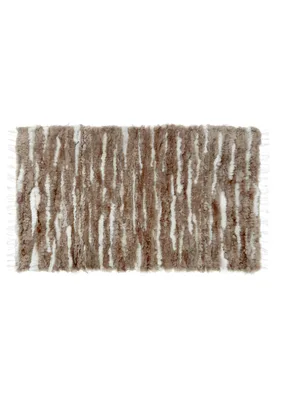 Tkany dywan z owczej skóry Beżowo biały — VANUBA