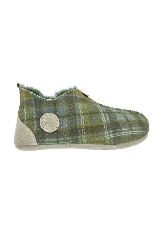 Kapcie damskie OXFORD Tartan zielone — VANUBA