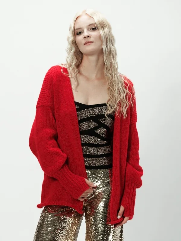 Alpaka sweter Mirabella czerwony — You by Tokarska