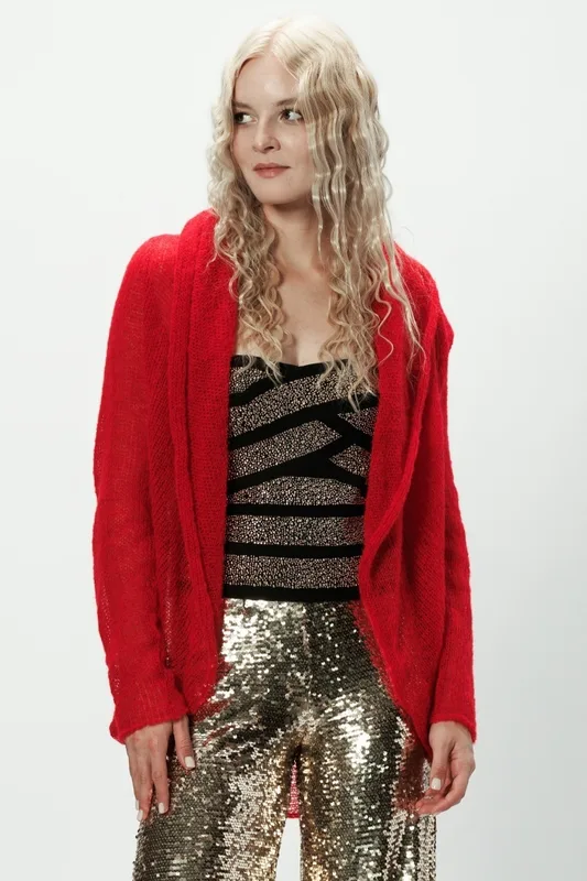 Lekki sweter wełniany damski Reneta Czerwony — You by Tokarska