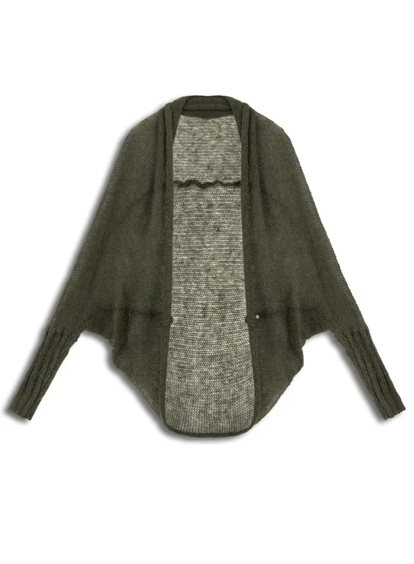 Lekki kardigan wełniany damski Kamila Khaki — You by Tokarska