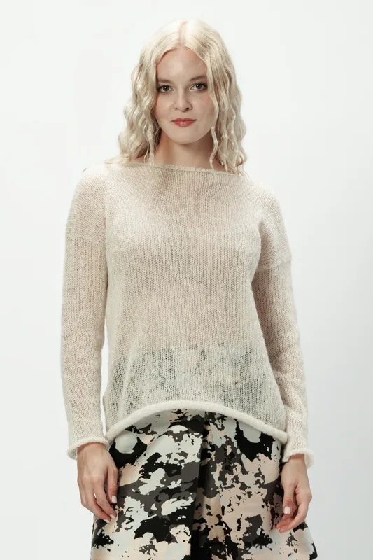 Sweter wełniany z błyszczącą nitką Flora Biały — You by Tokarska