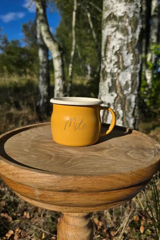 Kubek Emaliowany „ Miło ” — ZACHWYT